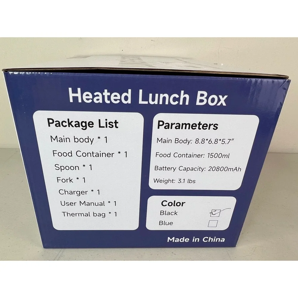 NEW Cordless Electric Lunch Box 2026 20800mAh Rechargeable XL 1.5L Black